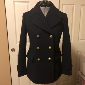NEW J Crew Stadium Cloth Wool Peacoat 4 Navy